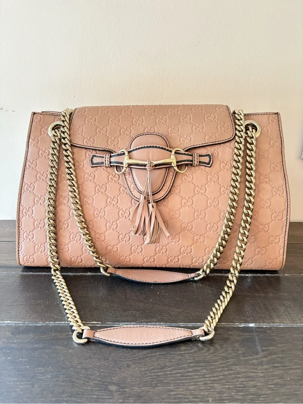 Gucci Emily GG Monogram Leather Shoulder Bag